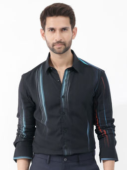 Rare Rabbit - Men Black Abstract Casual Shirt