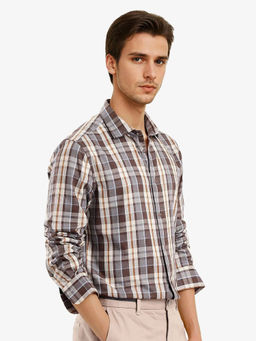 Rare Rabbit - Men Brown Checks Casual Shirt