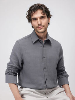 Rare Rabbit - Men Grey Solid Casual Shirt