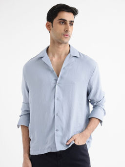 Rare Rabbit - Men Blue Solid Casual Shirt