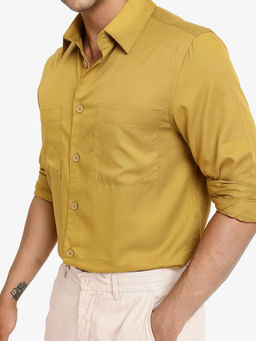 Rare Rabbit - Men Yellow Solid Casual Shirt