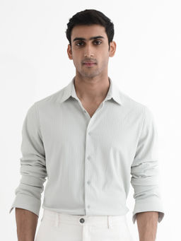 Rare Rabbit - Men Blue Stripes Casual Shirt