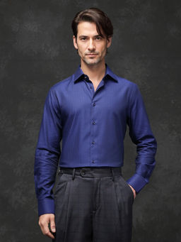 Rare Rabbit - Men Navy Blue Solid Casual Shirt