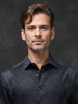 Rare Rabbit - Men Black Embroidered Party Shirt