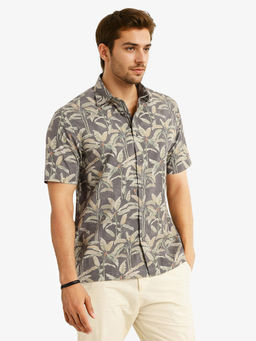 Rare Rabbit - Men Grey Printed Casual Shirt