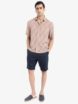 Rare Rabbit - Men Peach Self Design Casual Shirt