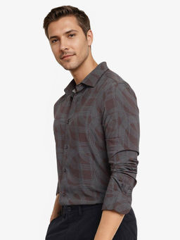 Rare Rabbit - Men Grey Self Design Casual Shirt