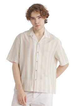 Rare Rabbit - Men Off White Stripes Casual Shirt