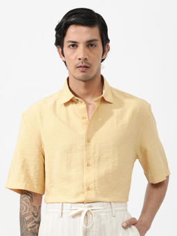 Rare Rabbit - Men Yellow Solid Casual Shirt