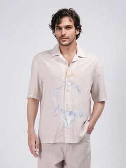 Rare Rabbit - Men Beige Abstract Casual Shirt