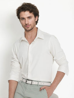 Rare Rabbit - Men Off White Solid Casual Shirt