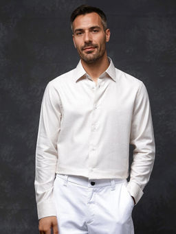 Rare Rabbit - Men Off White Solid Casual Shirt