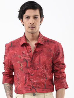 Rare Rabbit - Men Red Printed Casual Shirt