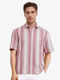 Rare Rabbit - Men Pink Stripes Casual Shirt