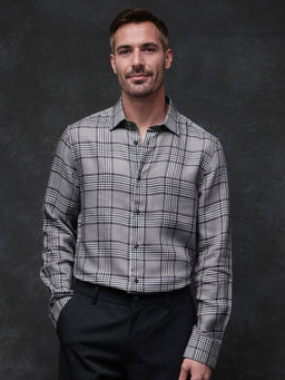 Rare Rabbit - Men Grey Checks Casual Shirt