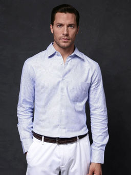 Rare Rabbit - Men Blue Self Design Casual Shirt