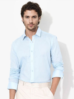 Rare Rabbit - Men Blue Solid Casual Shirt