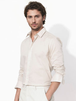 Rare Rabbit - Men Beige Solid Casual Shirt