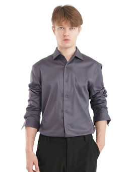 Rare Rabbit - Men Grey Solid Party Shirt