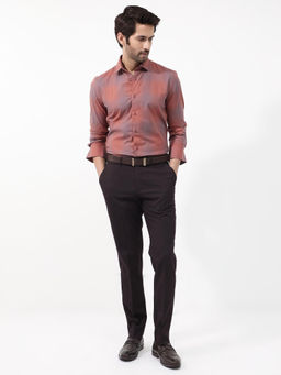 Rare Rabbit - Men Rust Checks Casual Shirt
