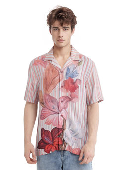Rare Rabbit - Men Pink Floral Casual Shirt