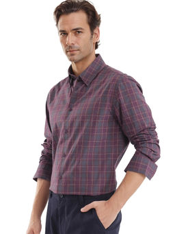 Rare Rabbit - Men Purple Checks Casual Shirt