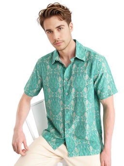 Rare Rabbit - Men Green Paisley Casual Shirt