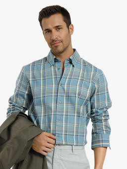 Rare Rabbit - Men Turquoise Checks Casual Shirt