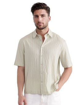 Rare Rabbit - Men Green Stripes Casual Shirt