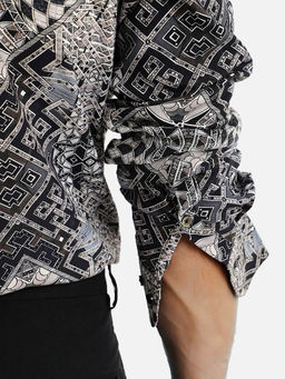 Rare Rabbit - Men Black Printed Casual Shirt
