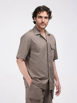 Rare Rabbit - Men Beige Stripes Casual Shirt