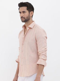 Rare Rabbit - Men Peach Solid Casual Shirt