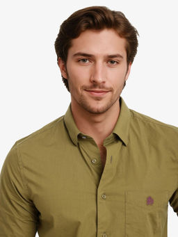 Rare Rabbit - Men Olive Solid Casual Shirt