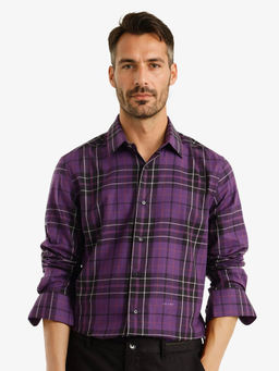 Rare Rabbit - Men Purple Checks Casual Shirt