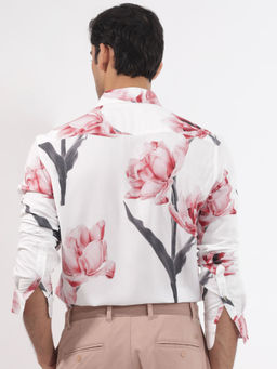 Rare Rabbit - Men White Floral Casual Shirt