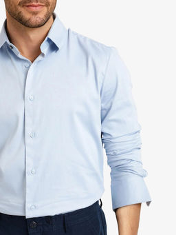 Rare Rabbit - Men Blue Solid Casual Shirt