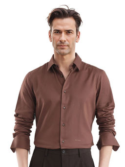Rare Rabbit - Men Brown Solid Casual Shirt