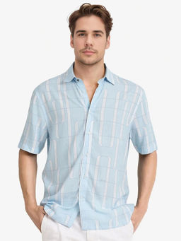 Rare Rabbit - Men Blue Abstract Casual Shirt