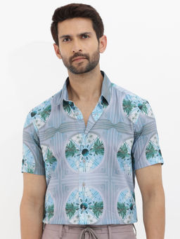 Rare Rabbit - Men Green Abstract Casual Shirt