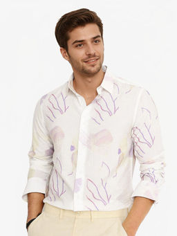 Rare Rabbit - Men Off White Printed Casual Shirt