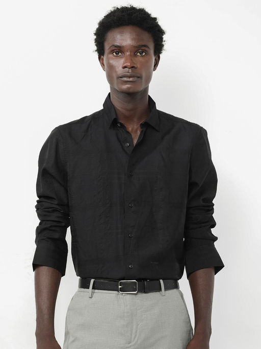 Rare Rabbit Men Black Checks Casual Shirt