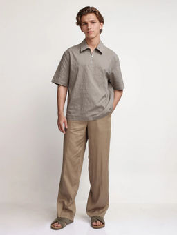 Rare Rabbit - Men Grey Self Design Casual Shirt