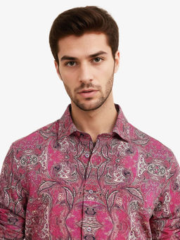 Rare Rabbit - Men Pink Paisley Casual Shirt