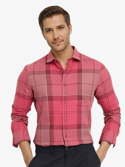 Rare Rabbit - Men Pink Checks Casual Shirt
