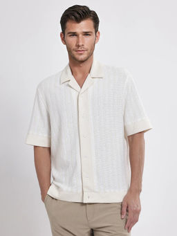 Rare Rabbit - Men White Textured Casual Shirt