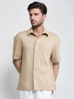 Rare Rabbit - Men Beige Solid Casual Shirt