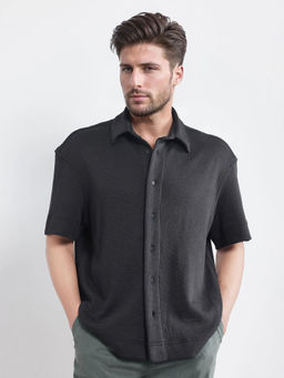 Rare Rabbit - Men Black Solid Casual Shirt