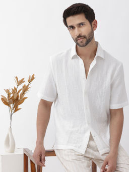 Rare Rabbit - Men White Textured Casual Shirt