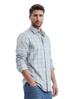 Rare Rabbit - Men Grey Checks Casual Shirt