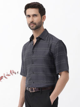 Rare Rabbit - Men Black Self Design Casual Shirt